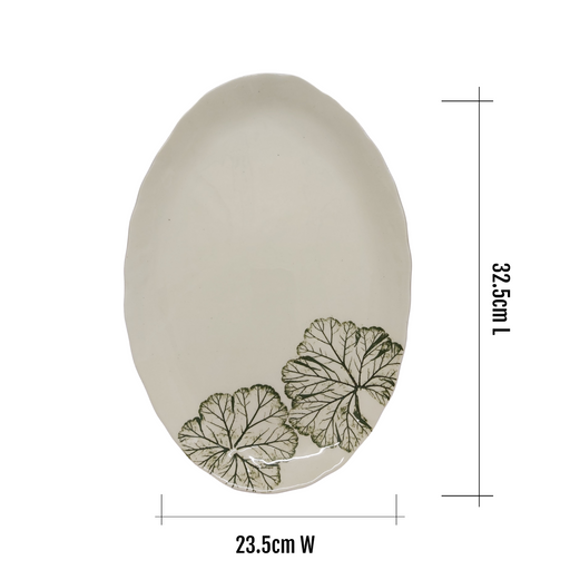 Large Green Leaf Oval Platter - KNUS